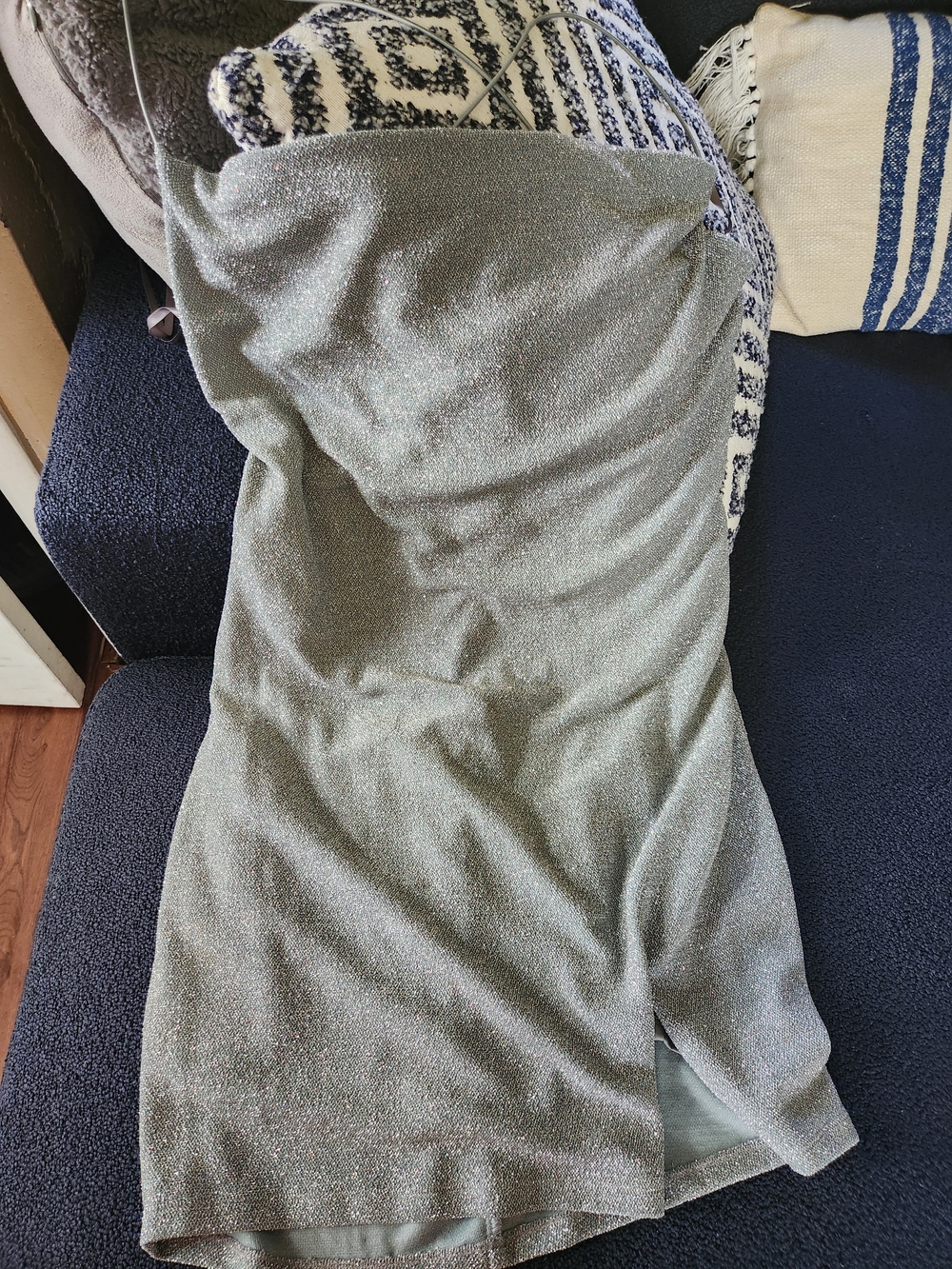 Shimmery Sage Green Strapless Party Dress